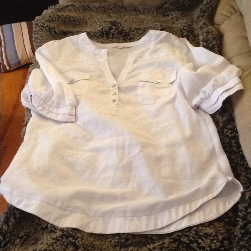 Button down, white top
